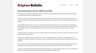 New Email Address Domain: BWH.Harvard.Edu | Brigham Bulletin