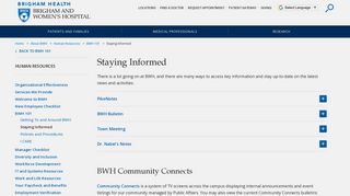 Getting and Staying Informed - Brigham and Women's Hospital