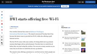BWI starts offering free Wi-Fi - The Washington Post