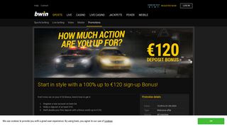 Welcome offer: 100% up to €120 | bwin