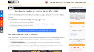 Bwin Free Bets | £10 Back Up Bet New Customer Sign-Up Offer Terms ...
