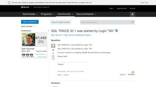 SQL TRACE ID 1 was started by Login 