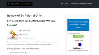 Review of By Referral Only - The Investment Real Estate Corner