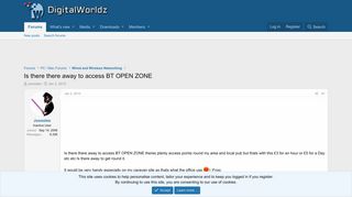 Is there there away to access BT OPEN ZONE | Digitalworldz