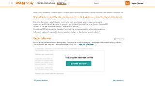 Solved: I Recently Discovered A Way To Bypass A Commonly ... - Chegg