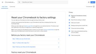 Reset your Chromebook to factory settings - Chromebook Help