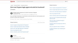 How to bypass login approval code for Facebook - Quora