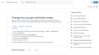 Change how you get verification codes - Android - Google Account Help