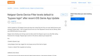 Netgear Genie Device Filter levels default to 