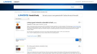 Linksys guest networks vulnerable to hack - Linksys Community