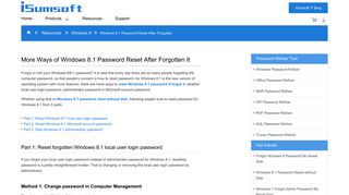 Windows 8.1 Password Reset without disk after Forgotten It - iSumsoft