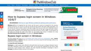 How to bypass login screen in Windows 10/8/7 - The Windows Club