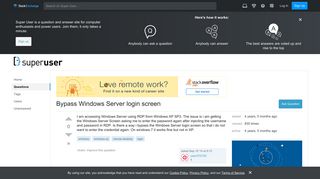 Bypass Windows Server login screen - Super User
