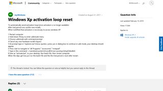 Windows Xp activation loop reset - Microsoft Community