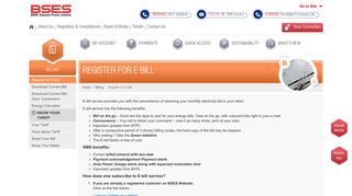 Register for E Bill - BSES Yamuna Power Limited