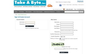 Sign In/Create Account - take-a-byte.net