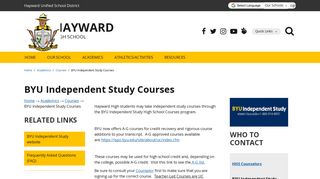 BYU Independent Study Courses - Hayward High School