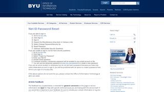 Knowledge - Net ID Password Reset - BYU Office of Information ...