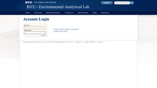 User Login - BYU - Environmental Analytical Lab