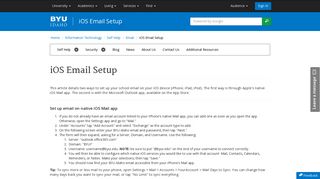 iOS Email Setup - BYU-Idaho