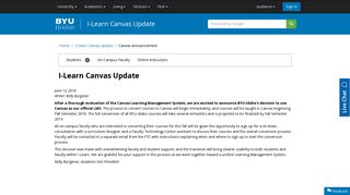 I-Learn Canvas Update - BYU-Idaho