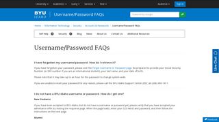Username/Password FAQs - BYU-Idaho