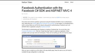 Facebook Authentication with the Facebook C# SDK and ASP.NET ...