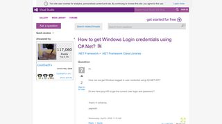 How to get Windows Login credentials using C#.Net? - MSDN - Microsoft