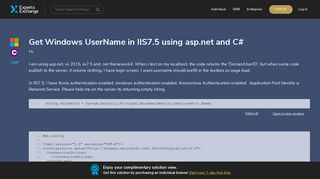 Get Windows UserName in IIS7.5 using asp.net and C#