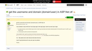 get the username and domain (domainuser) in ASP.Net c# | The ASP ...