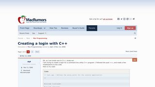 Creating a login with C++ | MacRumors Forums
