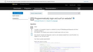 Programmatically login and surf on website? - MSDN - Microsoft