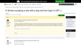 Screen-scraping a site with a asp.net form login in C#? | The ASP ...