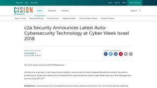 c2a Security Announces Latest Auto-Cybersecurity Technology at ...