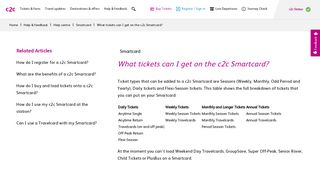 What tickets can I get on the c2c Smartcard? - c2c - c2c