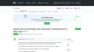 Inputs text of c9.io/login are inactived or blocked from 3 days ago ...