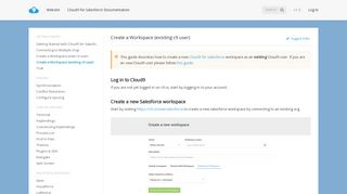 Create a Workspace (existing c9 user) · Cloud9 for Salesforce ...
