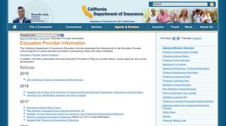 Education Provider Information - California Department of Insurance