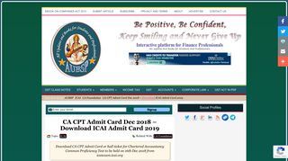 CA CPT Admit Card Dec 2018 – Download ICAI Admit Card 2019