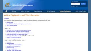 Vehicle Registration and Title Information Home Page - DMV - CA.gov