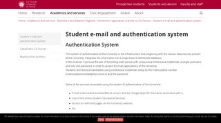 Student e-mail and authentication system: Bachelor's and ... - Ca' Foscari