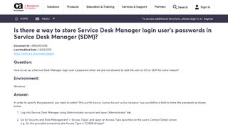 Is there a way to store Service Desk Manager login - CA Knowledge