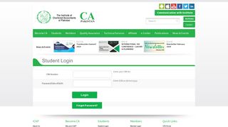 The Institute of Chartered Accountants of Pakistan » Student Login