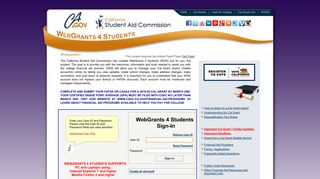 WebGrants for Students :: Home Page - CA.gov