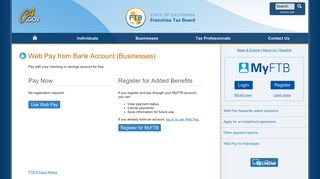 Web Pay for Businesses | California Franchise Tax Board