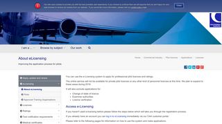 About eLicensing | UK Civil Aviation Authority