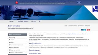 Exam timetables | UK Civil Aviation Authority