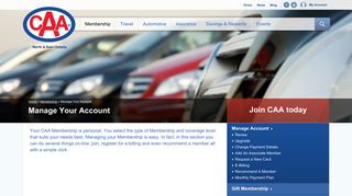 Membership | Manage Account | CAA North & East Ontario