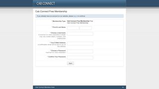 Cab Connect User Login