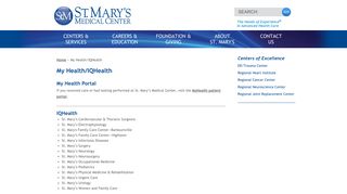 My Health/IQHealth | St. Mary's Medical Center